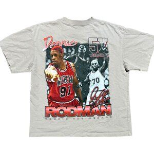 Dennis Rodman 5x World Champion Dennis The Menace Graphic T-Shirt, Men's Large